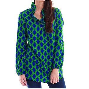 Mud Pie Green Whitney Ruffle Tunic